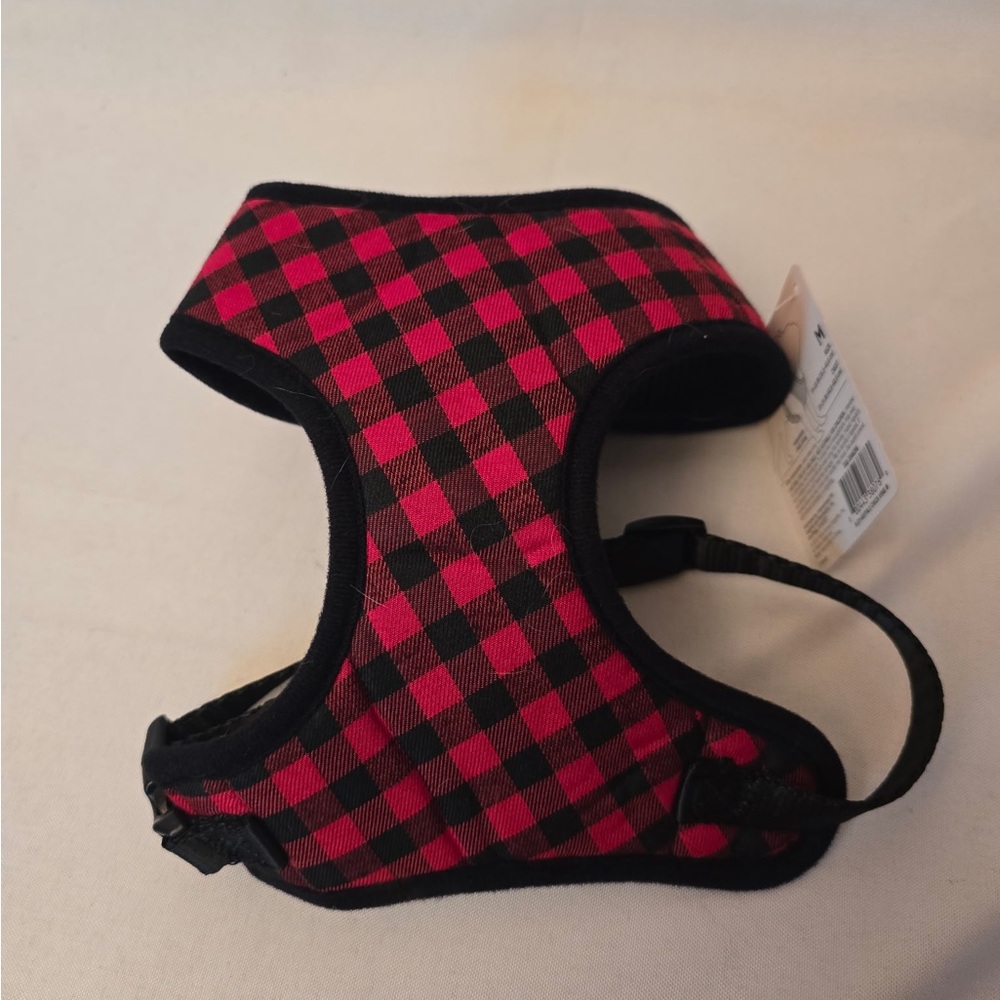 Red and Black Plaid Dog Harness